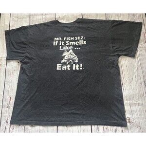 Mr Fish Restaurant T Shirt If It Smells Like Fish Eat It Vulgar Gray 2XL Rare